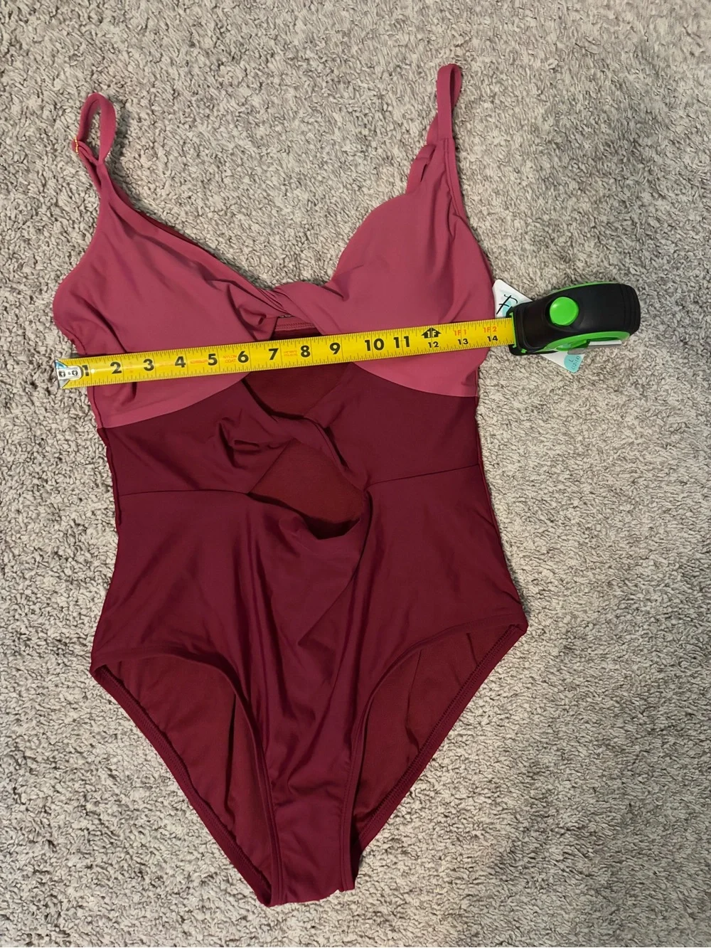 NWT Freshwater Two-Tone Pink & Burgundy One-Piece Swimsuit Size Large